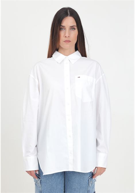 White casual shirt for women with flag embroidery TOMMY JEANS | DW0DW18455YBRYBR